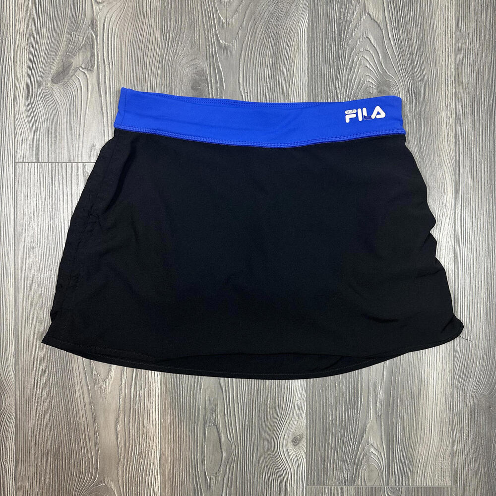 Fila Black and Blue Workout Skort with Adjustable Ruched Sides
